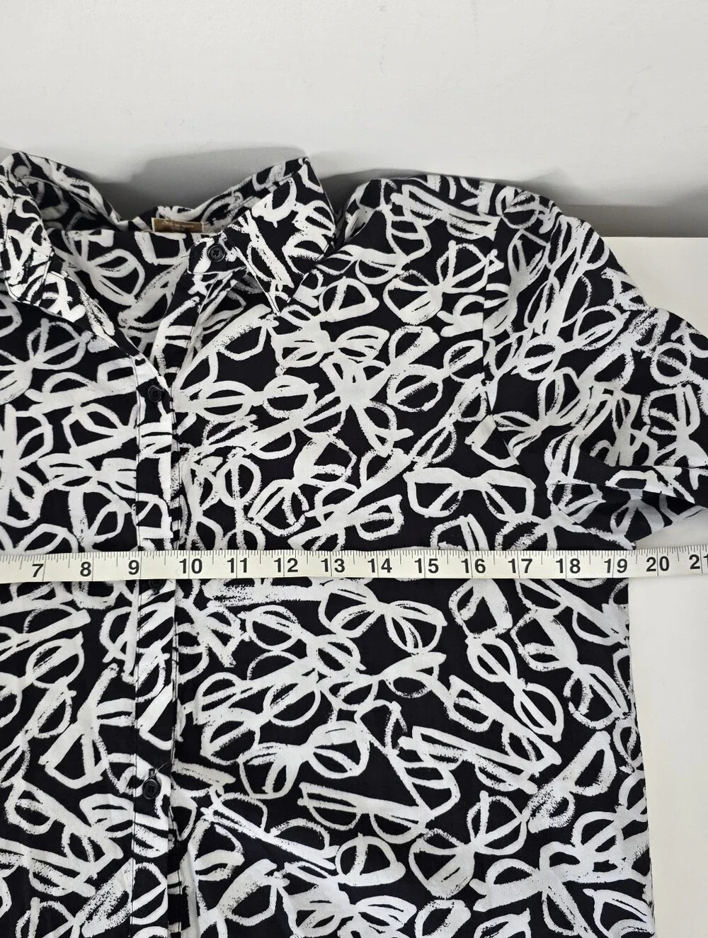 Kate Spade New York Glasses Print Long Sleeve Sleepshirt Dress M Button Front